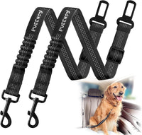 2 Pack Dog Seat Belt Adjustable Dog Car Seatbelts for Vehicle Nylon - Black + Black