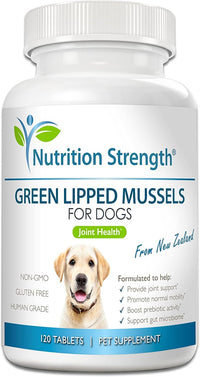 Green Lipped Mussels for Dogs for Joint Support & Inflammatory Relief, Promote Normal Mobility & Flexibility, Boost Prebiotic Activity, Support Gut Microbiome, 120 Chewable Tablets