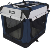 EliteField 4-Door Folding Soft Dog Crate with Curtains – Essentials for Dogs - Navy Blue+Gray / 20.0"L x 14.0"W x 14.0"H - image 2