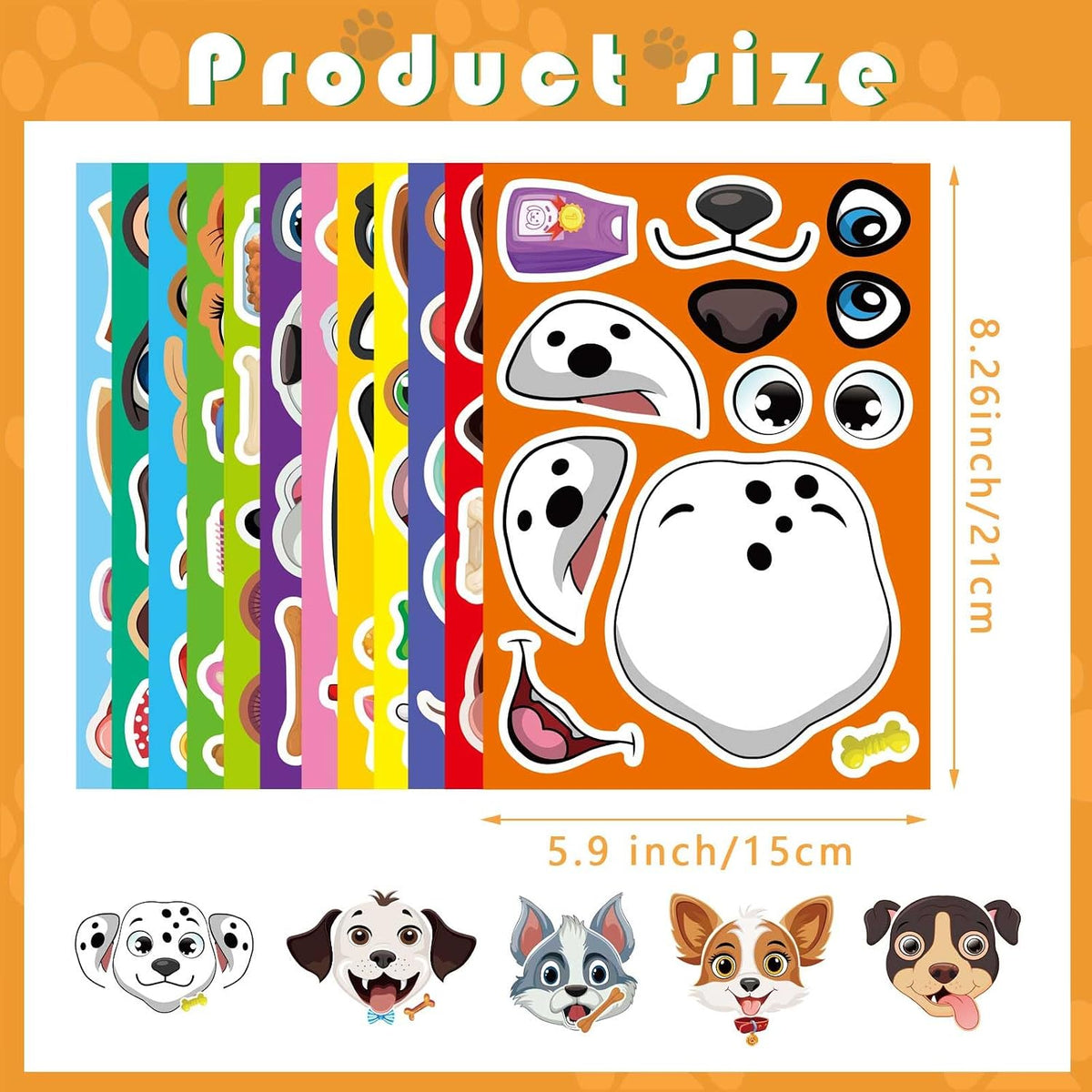48PCS Halloween Make-a-face Stickers Halloween Characters Stickers - Dog - image 3