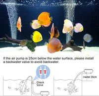 AQQA Aquarium Air Pump,3.5W 5W Dual Outlet Oxygen Pump with 2 Air Stone,Adjustable Air Valve Quiet Bubbler Pump,Up to 160 Gallon Fish Tank (5w)