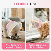 Soft Dog Cone Collar to Stop Licking-Adjustable Comfortable Mesh Recovery Collar After Surgery for Small or Miniature Dogs, Alternative to Plastic Elizabethan Collars for Neuter Incision Care (Pink,L)