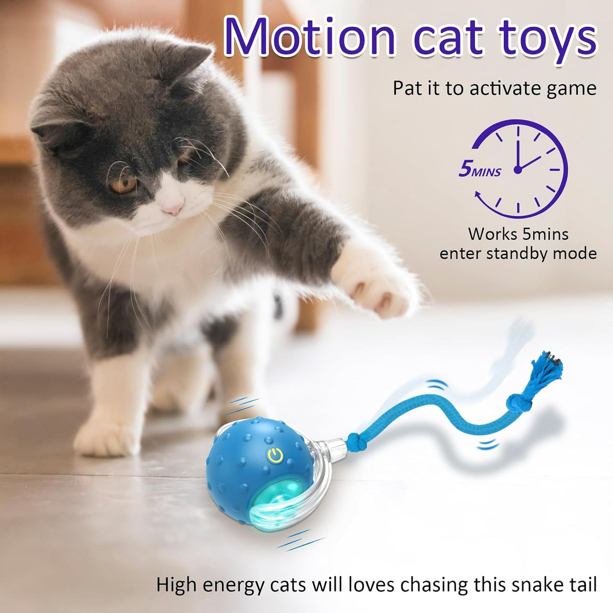 Giociv Interactive Cat Toys Ball for Indoor Cats Fast Rolling on - image 3