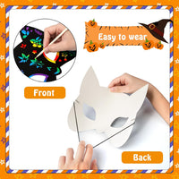 MGparty 24PCS Halloween Scratch Masks Craft Kit Rainbow Magic Scratch - 24PCS - image 4