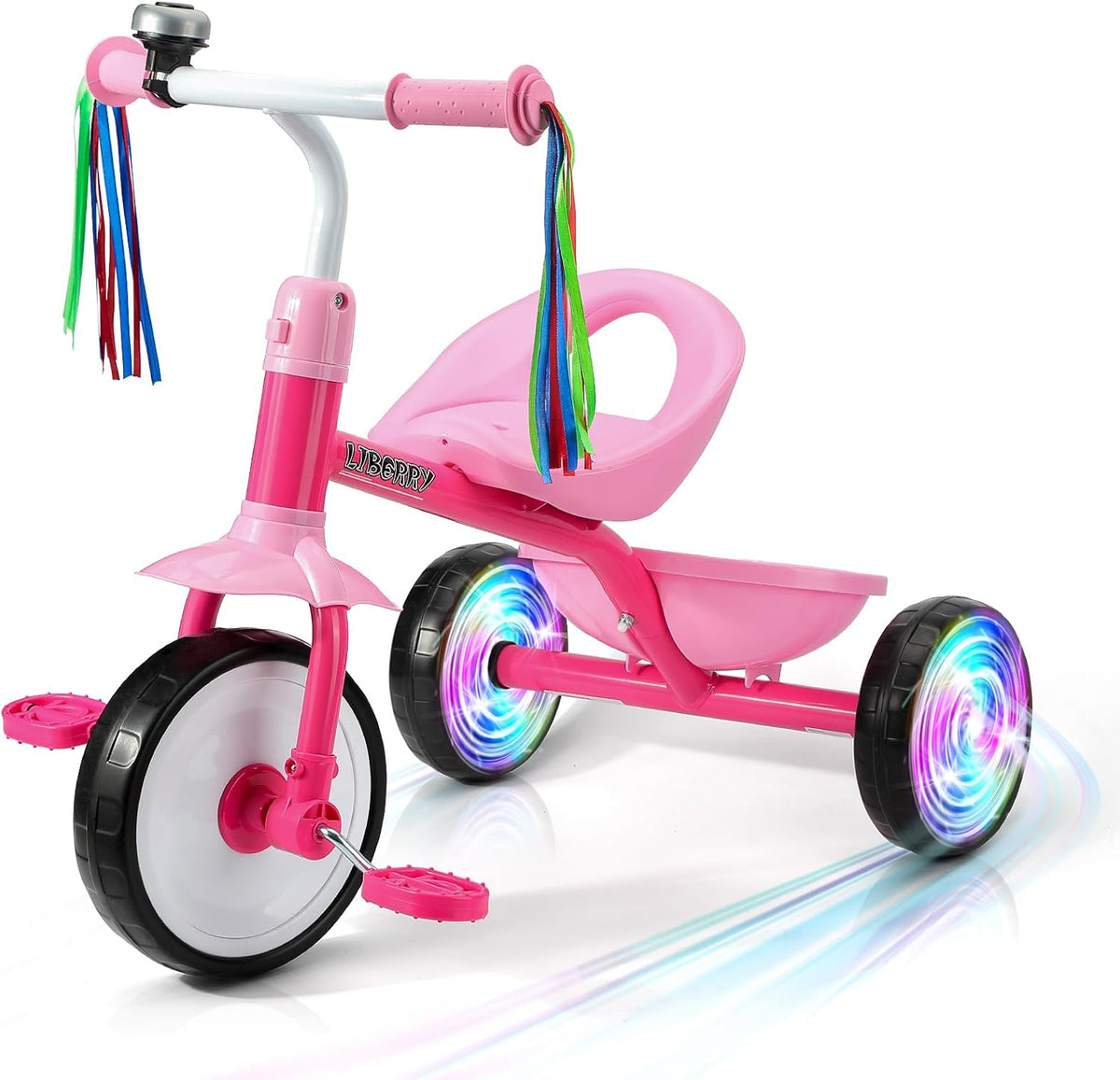 Liberry Toddler Tricycle for 2 3 4 Years Old Girls 3 Wheel Bike - Pink With Light Up Wheel