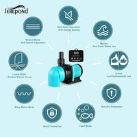 1320GPH Aquarium Return pump with LCD display controller, DC 24V 35W aquarium pump for saltwater freshwater aquarium,fish tank,sump,20 speeds ECO Quiet Submersible and inline pump