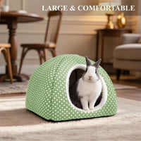 Rabbit Hideout Large Bunny Bed Washable Rabbit House – Daily Care for Small Pets - Green - image 2