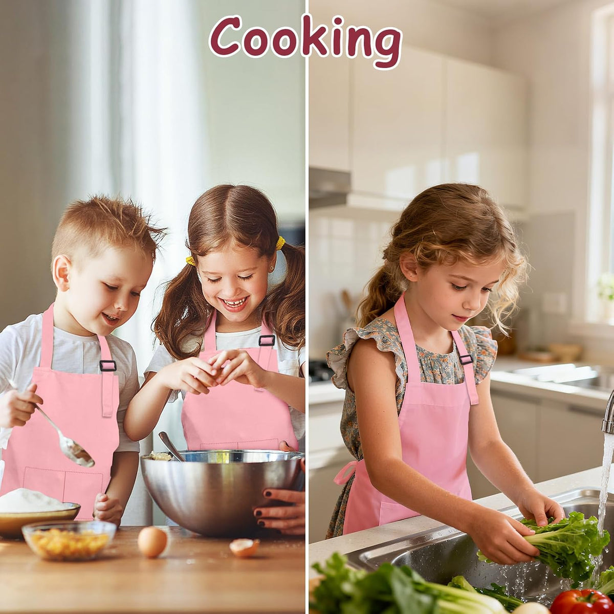 IAGBIBUI 12 pack of black kids aprons with two front pockets - view 19