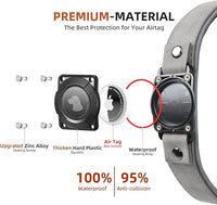 AirTag Dog Collar - Leather Dog Collar with Air Tag Holder | IPX8 Waterproof, Reflective, High - End, Adjustable Soft Padded | Dog GPS Tracker Collars Fit for Medium Large Dogs (Grey, L)