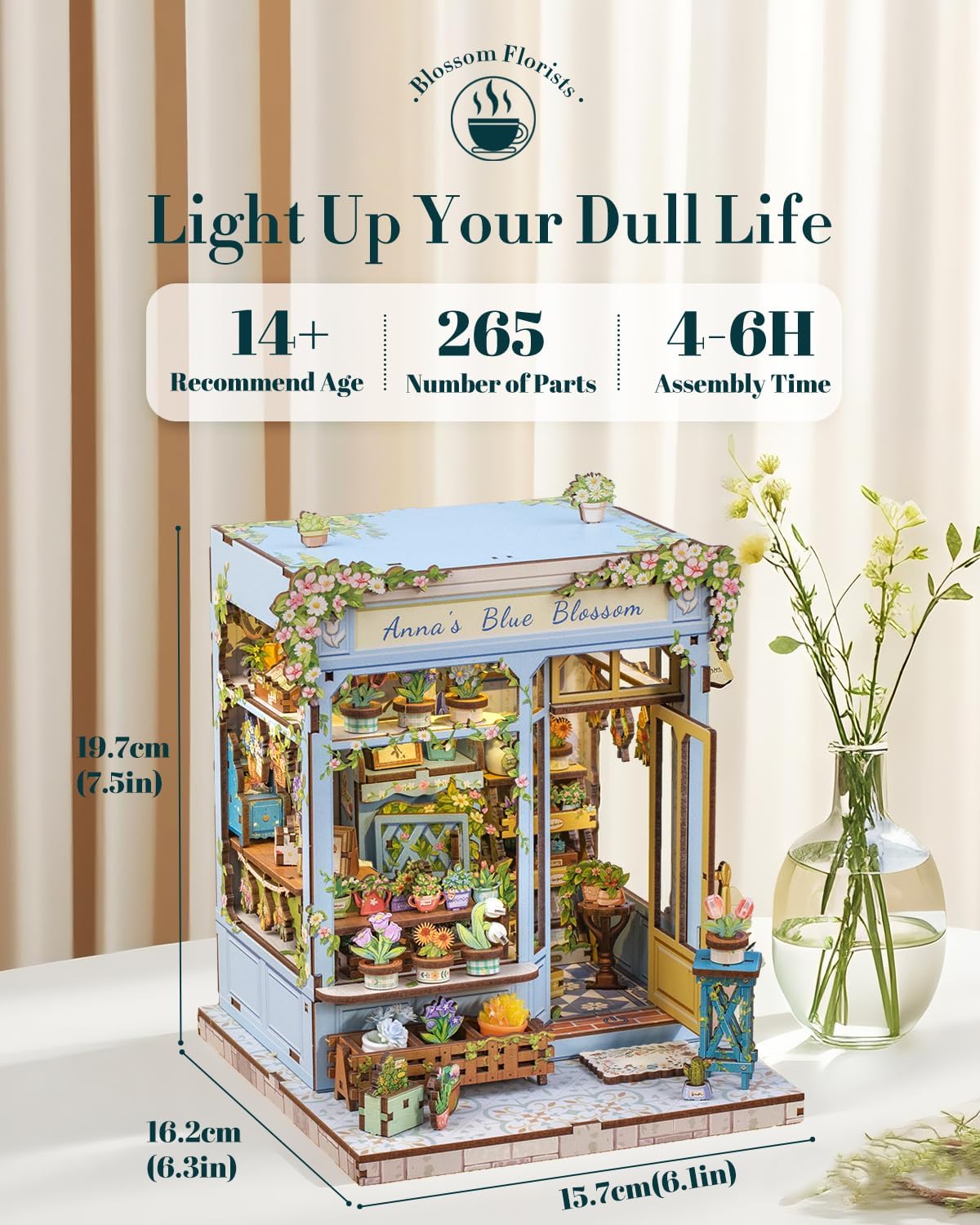 Cutefun Book Nook Kit, Bach Strings Musical Instrument Store - Anna's Blue Blossom - image 2