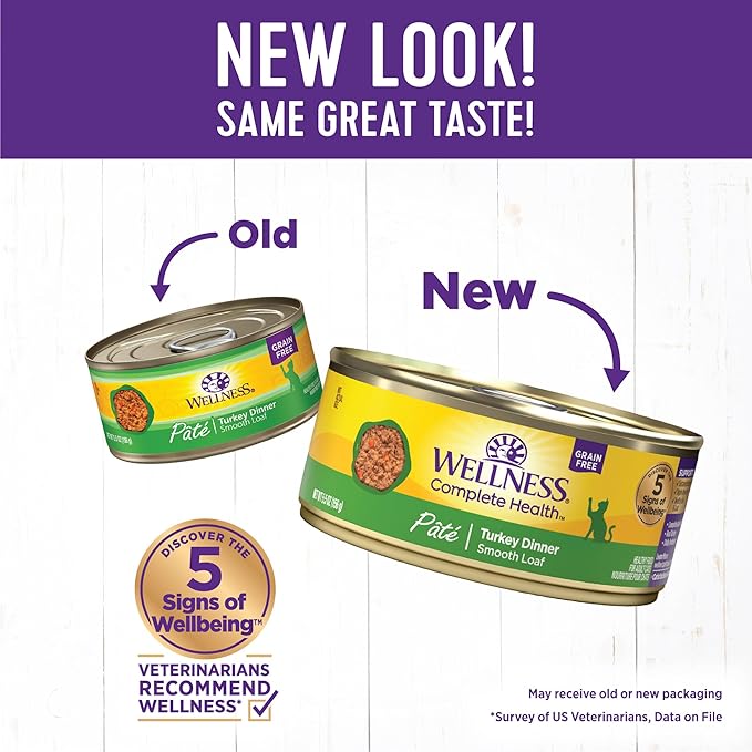 Wellness Complete Health Pate Adult Wet Cat Food, Natural, Protein-Rich, Grain Free, 5.5 Ounce, 24 Pack, (Turkey)