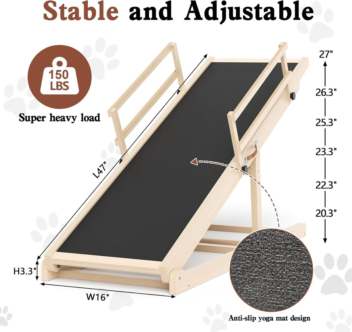 Dog Ramp for Bed Couch Car - 47"L x 16"W x 3.3"H - image 3