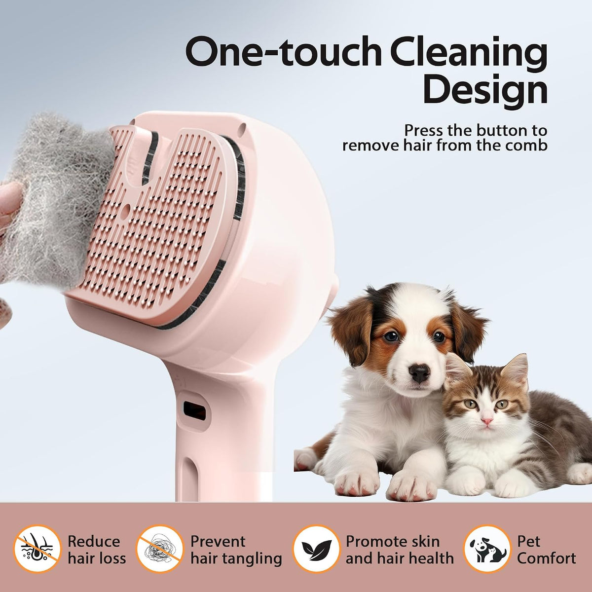 Pet Grooming Brush with Electronic Mist Spray - Red - image 3
