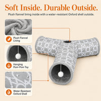 Geometric Straight Cat Tunnel with Plush Inside - 3 Way Tunnel - image 4