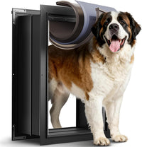 Large Dog Door for Wall, 3-Flap Insulated, All Aluminum, Black – Essentials for Dogs - Extra Large