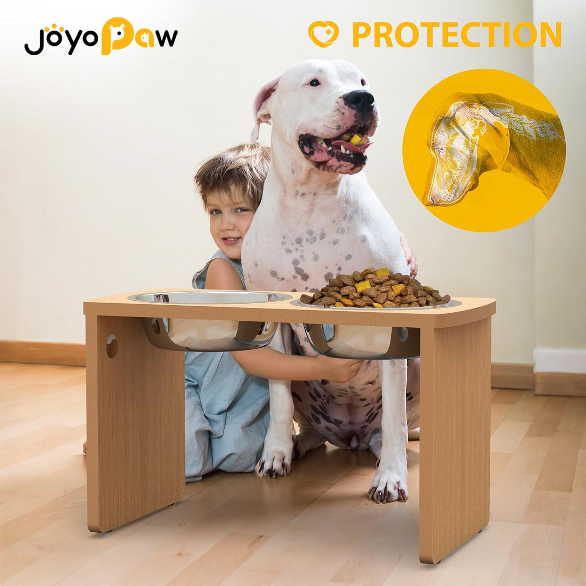 Elevated Dog Bowls, Bamboo Raised Dog Bowl Stand – Essentials for Dogs - Natural / X Large: 13'' Tall-68 oz Bowl - image 3