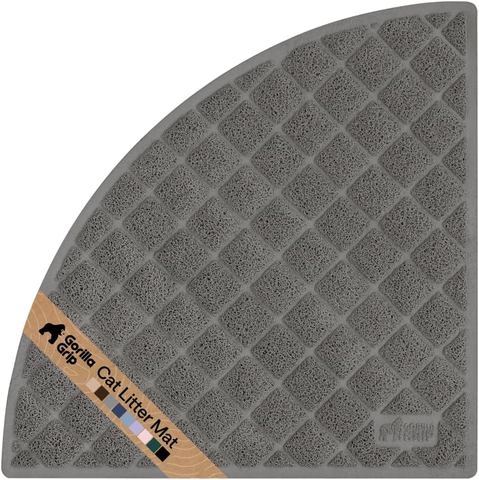 GORILLA GRIP Cat Litter Mat, Coiled Mesh Trapping Mats - Corner (32" x 32" x 45") / Grey
