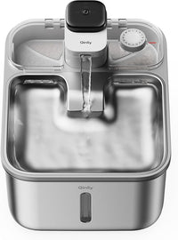 Stainless Steel Cat Water Fountain Wireless for Cats Indoor, Automatic Metal Dog Water Dispenser,Cordless Battery Operated Pet Drinking Fountain,Rechargeable Waterer with Motion Sensor 123oz, Gray
