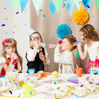 Mermaid party blowers with glitter metallic fringe in pink, purple, white and blue - view 6