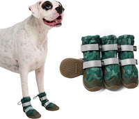 Spark Paws Dog Shoes, Waterproof Dog Boots for Medium to Large Dogs, Non Slip, Breathable Dog Booties and Paw Protectors - 4PCS Doggie Hiking Boots with Reflective Straps, Green Camo, Size 5