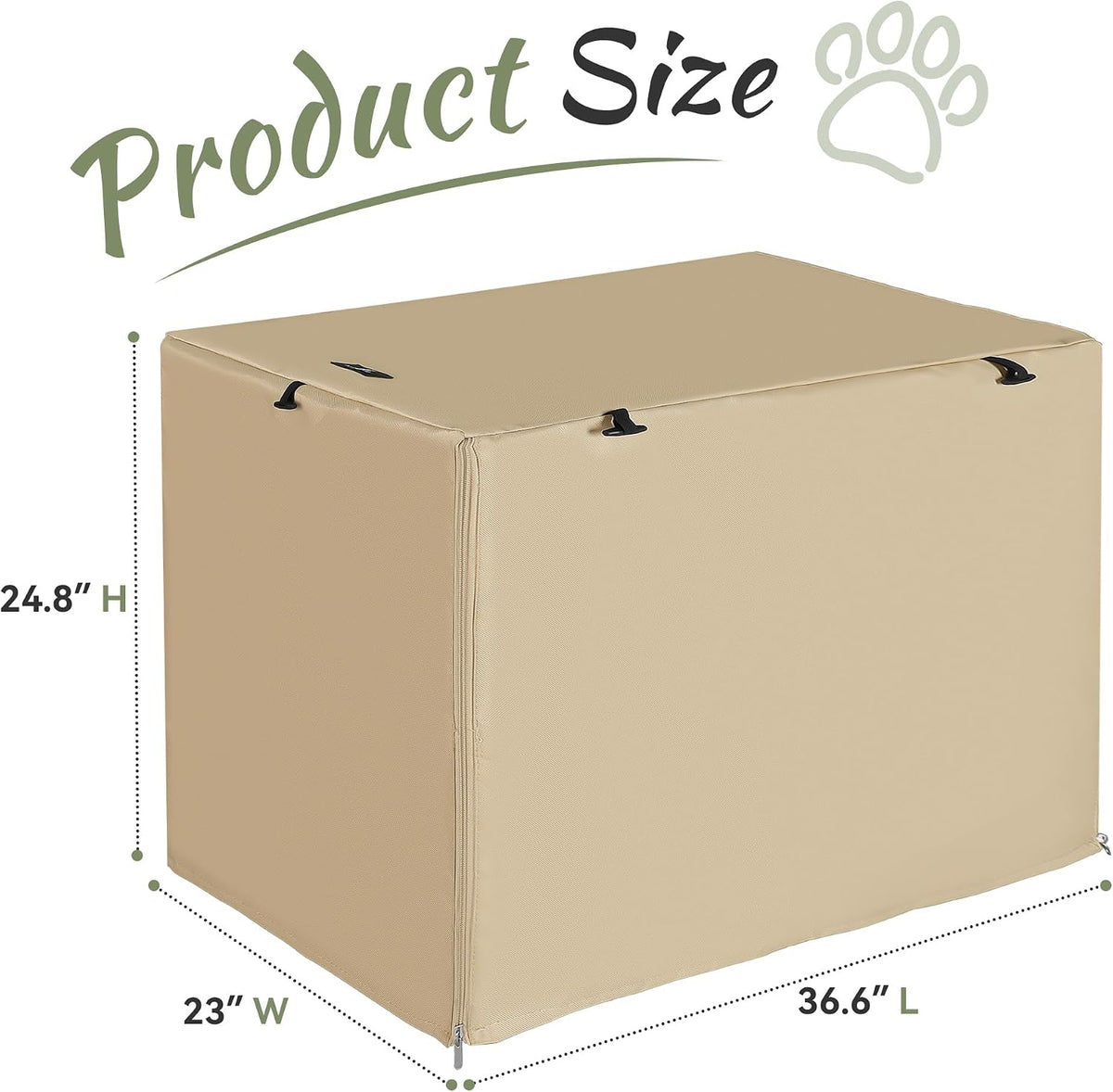 Akinerri Dog Crate Cover, Double Door Waterproof Kennel Cover - 36.0"L x 23.0"W x 24.8"H / Beige - image 2
