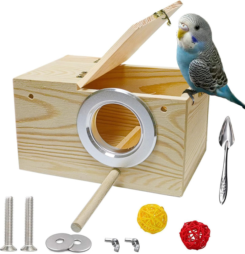 JSLZF Parakeet Nesting Box, Bird Nest Box with Perch for Parrot – Essentials for Birds