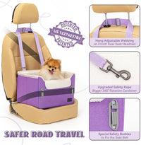 PETSFIT Dog Car Seats for Small Dogs, Patented Safety Buckles - Oxford Cloth / Purple - image 3