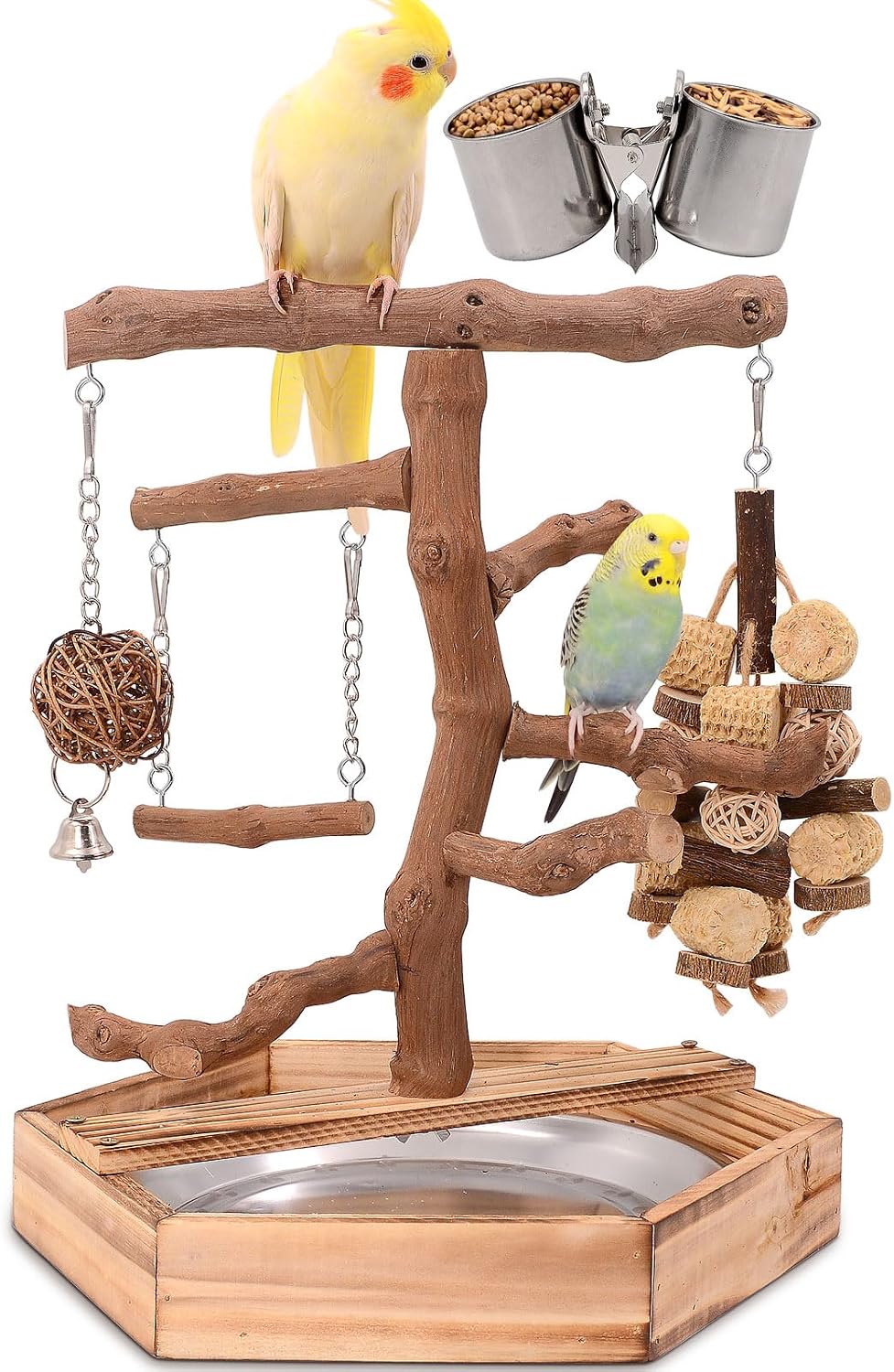 LIMIO Natural Grape Wood Bird Parakeet Playground