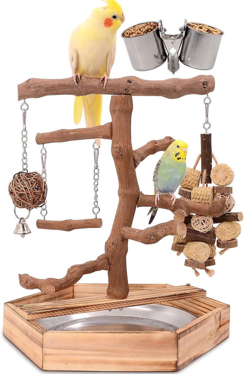 LIMIO Natural Grape Wood Bird Parakeet Playground