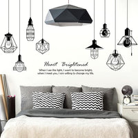 Removable 8pcs Hanging Black Vinyl Chandeliers Wall Sticker Quotes Heart Brightened Wall Decal DIY Peel and Stick Decor for Kids Boys and Girls Bedroom Living Room Studyroom Playroom Classroom