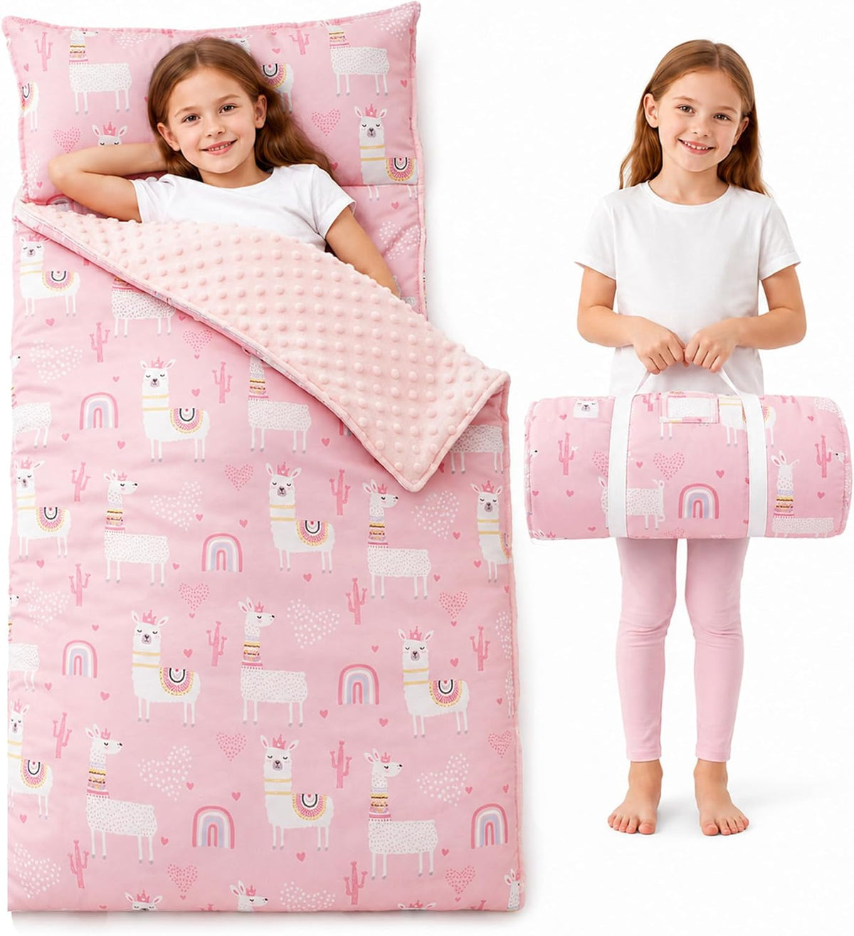 Bunnikins & Clover Toddler Nap Mat with Removable Pillow - Alpaca