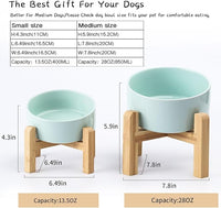 Petygooing 28 OZ Elevated/Raised Ceramic Dog Bowl for Small and Medium Breeds, Dog Food Water Dish with Stand,Pet Feeding Bowl with Anti Slip Rubber for Cats Small and Medium Dogs (3.6 Cups) Blue Sky