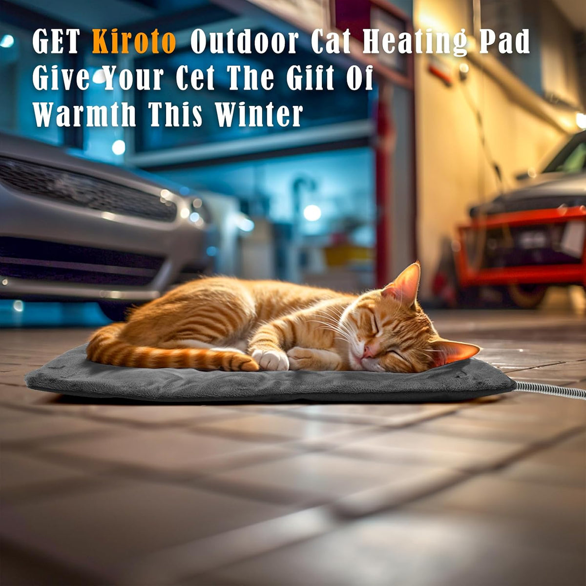 Kiroto Pet Heating Pad, Outdoor Heating Pad for Cats - L: 27"x16" / Gray - image 3