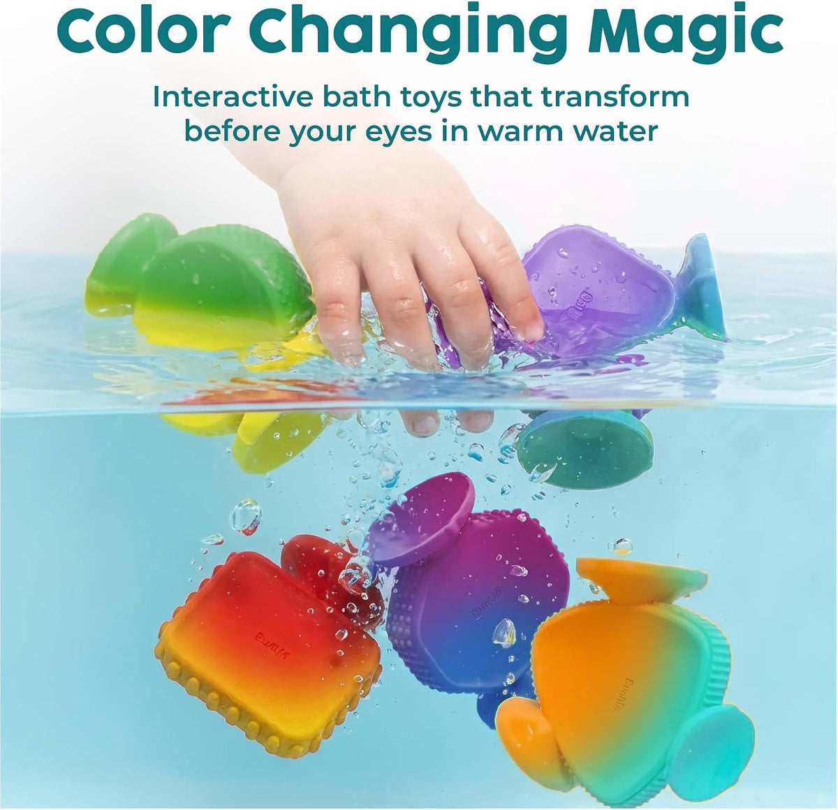 BUNMO Bath Toys Suction, Connect, Build, Create - XL Color Magic - 10 Pk - image 4