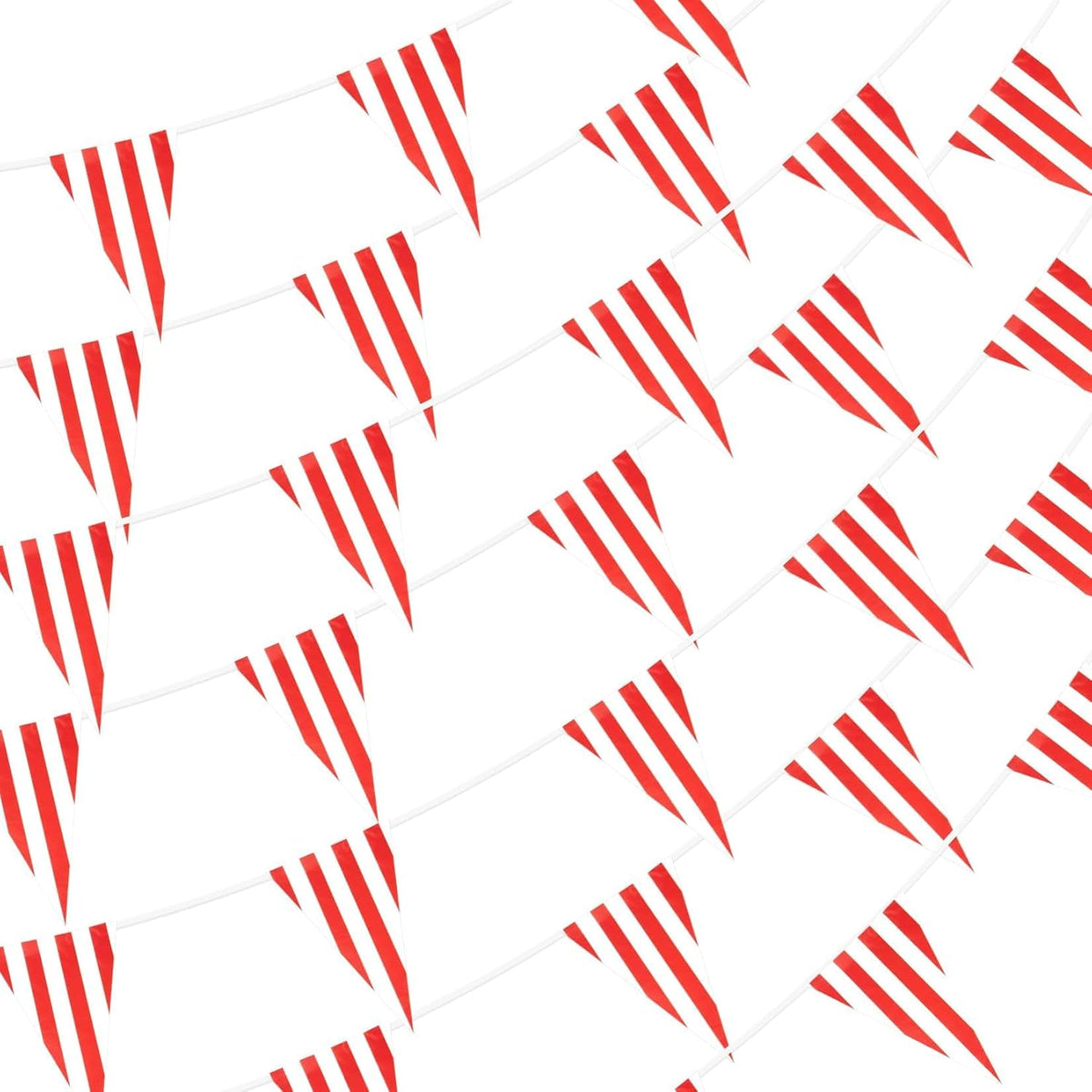 MAQIHAN 52.5 Ft Colorful Pennant Banner Flags - Red and White - 3PCS