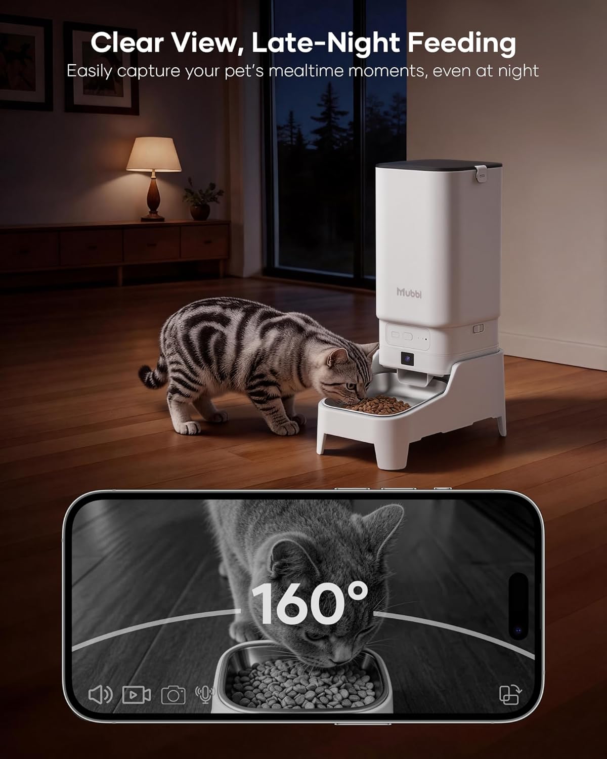 Automatic Dog Feeder with Elevated Stand - White-7L Camera / Camera with Stand - image 2