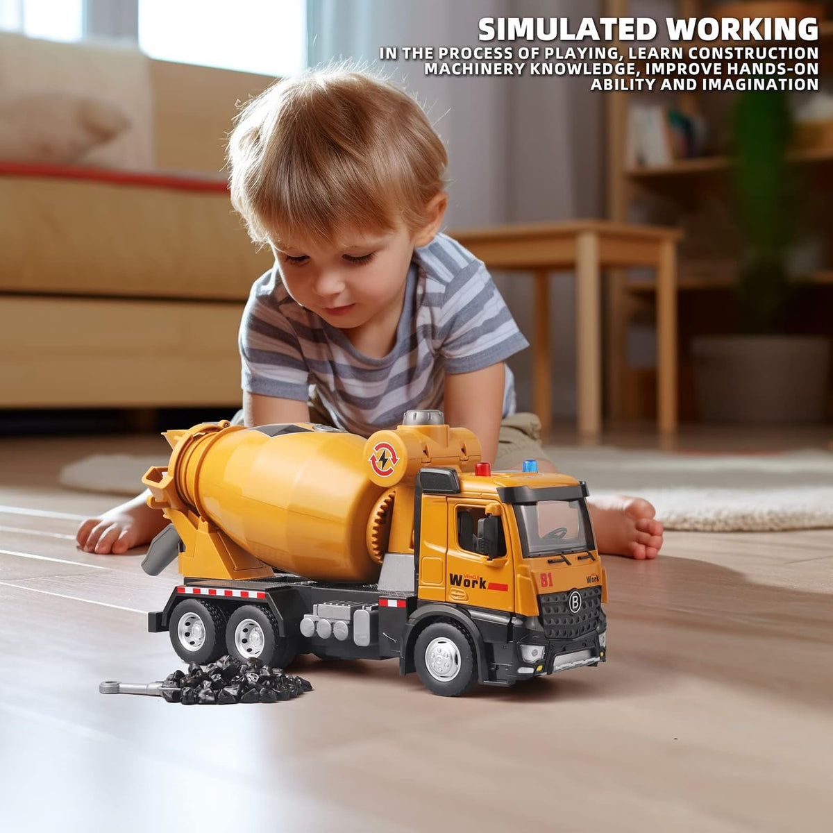 OANMYJJO diecast toy crane truck with extended boom and telescoping hook - view 10