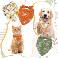 Whaline 4 Pcs Boho Pet Bandanas, Daisy Rainbow Floral Flower – Essentials for Dogs - image 3