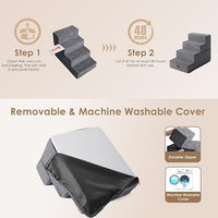 EHEYCIGA Dog Stairs for Bed 18" H, 4-Step Dog Steps for High Bed, Pet Steps for Small Dogs and Cats, Non-Slip Balanced Pet Ramp Indoor, Grey