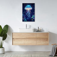 Ocean Jellyfish Wall Art Canvas Coral Fish Wall Decor Prints Framed Painting Underwater Pictures Gifts Artwork for Bathroom Living Dining 16"x24"