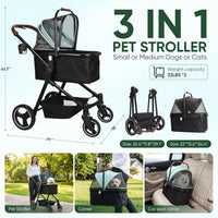 Foldable Double Pet Stroller for 2 Small Medium Cats Dogs – Essentials for Cats - Green / Single - image 3