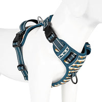 Timos No Pull Dog Harness, Release at Neck Reflective 3 Snap Buckles Adjustable No Choke Pet Vest with Front & Back 2 Leash Clips, Soft Padded Control Training Handle for Small Medium Large Dogs
