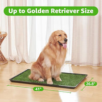 Dog Grass Large Potty Patch, Dog Litter Boxes Artificial Grass Bathroom Turf for Pet Training, Washable Puppy Pee Pad, Perfect Indoor/Outdoor Portable Potty Pet Loo (Tray system-41"X26.8")