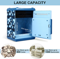 Pup Go ATM Piggy Bank for Kids, Password Electronic Kids Safe - Camo Blue - image 4