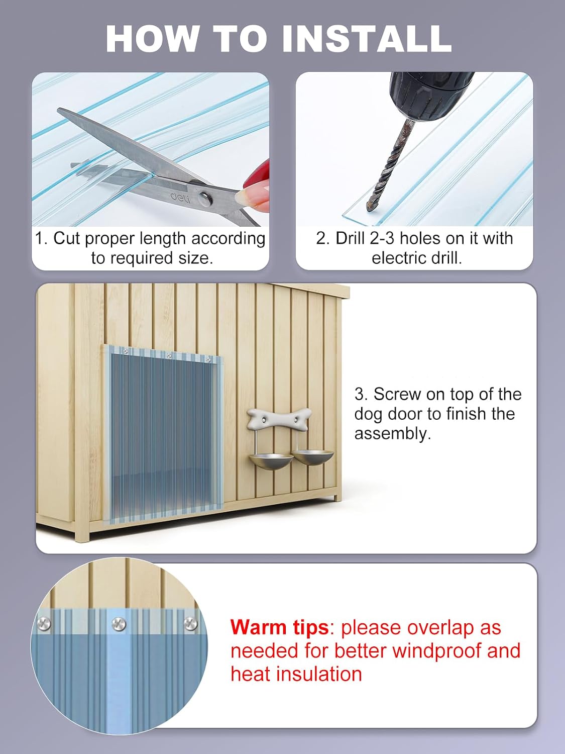 MEWTOGO 13.7in x 4.9ft Door Replacement Flaps for Dog House – Essentials for Dogs - 9.8 in x 4.9 ft - image 4