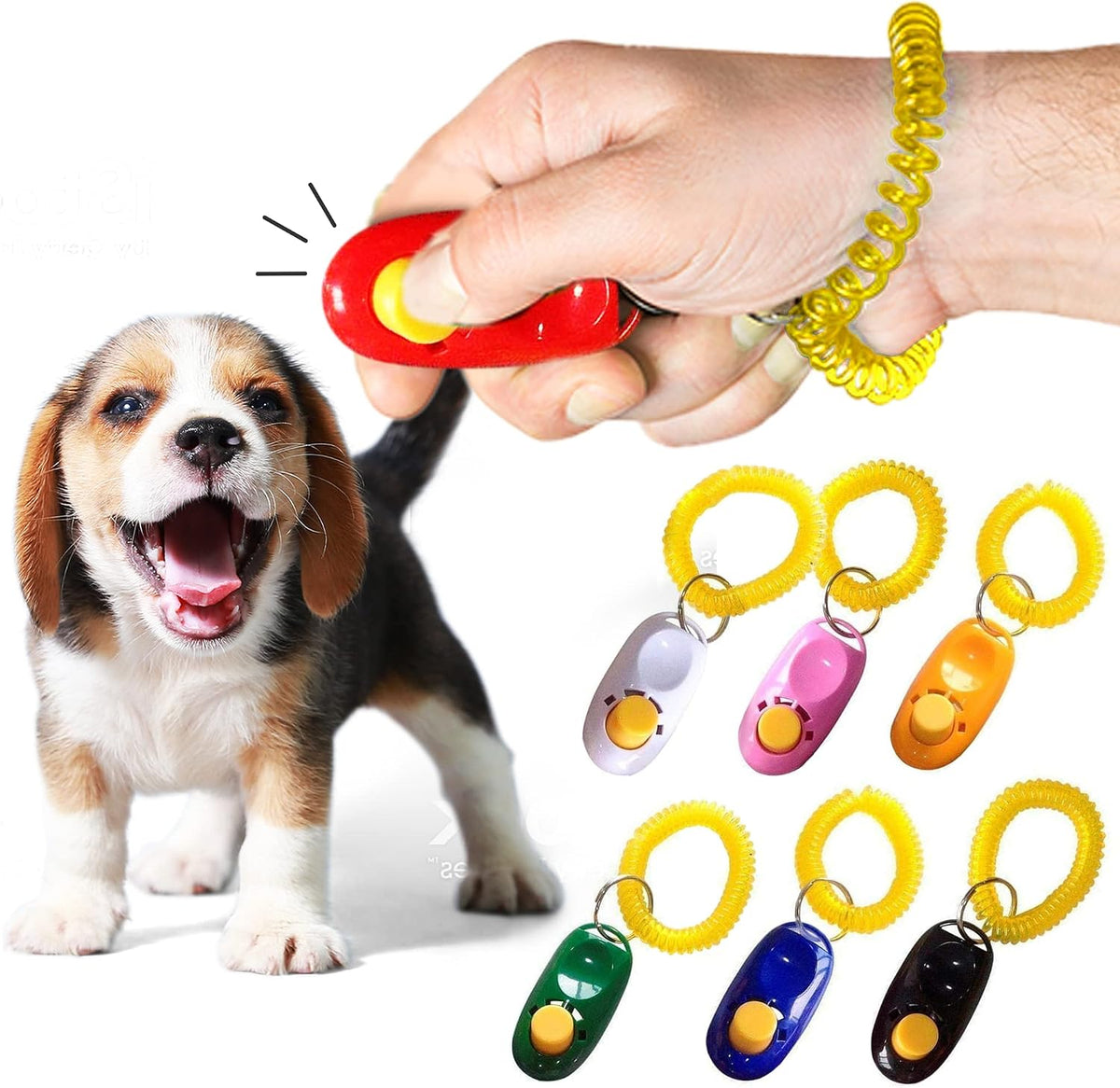 SunGrow 2-Pack Dog Clicker for Training with Wrist Bands - 7 Pieces (Multicolor) - image 2