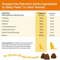 Zesty Paws Calming Chews for Cats - Composure & Relaxation for Everyday Stress & Separation - with Ashwagandha, Organic Chamomile, L-Theanine & L-Tryptophan – Bacon - 60 Count - Cat