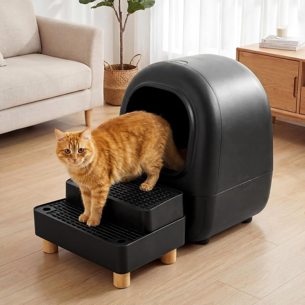 Adjustable Litter Box Step, Cat Ramp for Litter Box, 2 Steps - Black / 2 step - image 2
