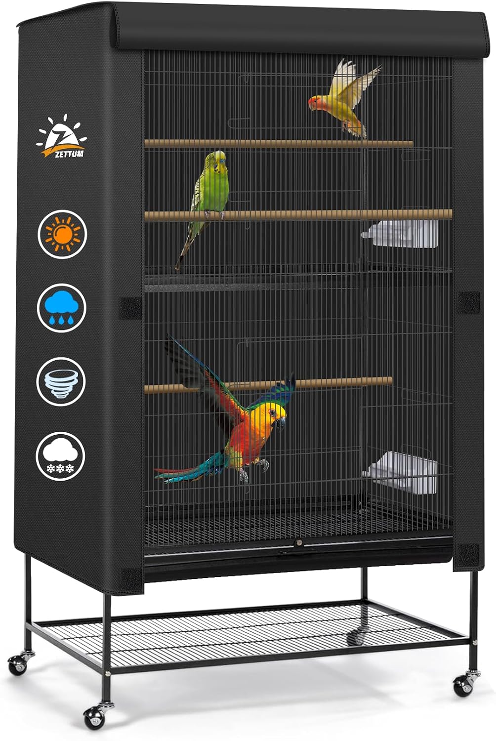 Bird Cage Cover - 600D Bird Cage Covers for Night Heavy Duty & Waterproof, Fade-Resistant Pet Bird - 19 x 19 x 40 Inch - image 4