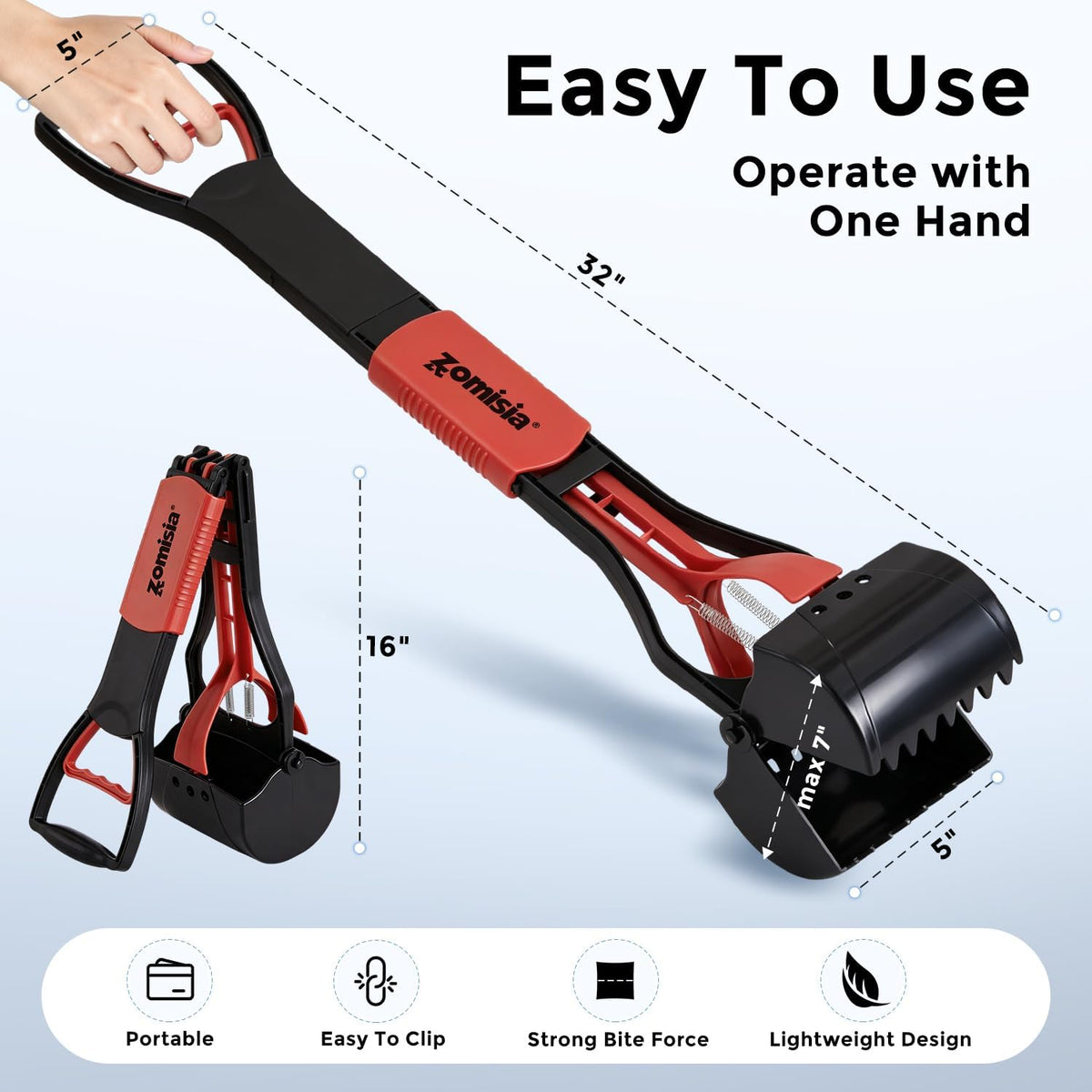 32" Long Handle Pooper Scooper with 30 Count Waste Bags – Essentials for Dogs - Red / 32 Inch - image 4